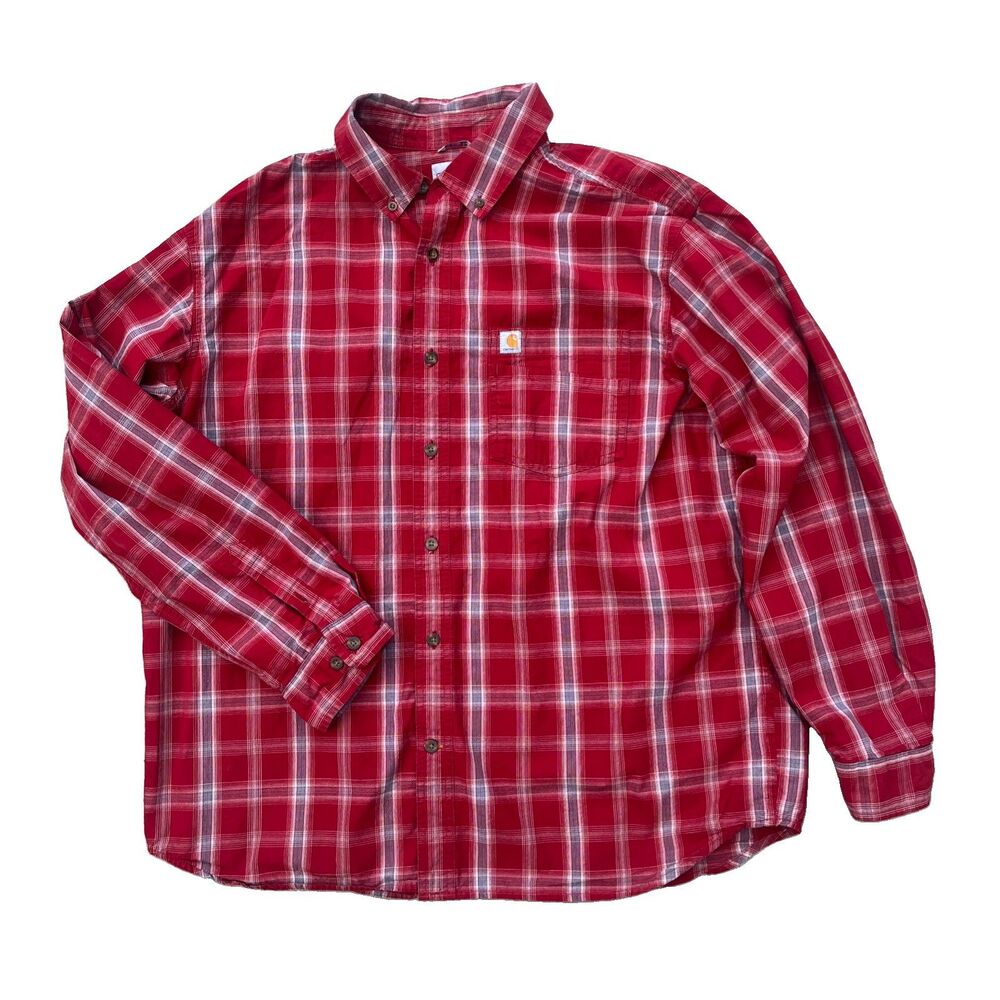 Carhartt Relaxed Fit Shirt Men XL Plaid Short Sleeve Button Down Workwear
